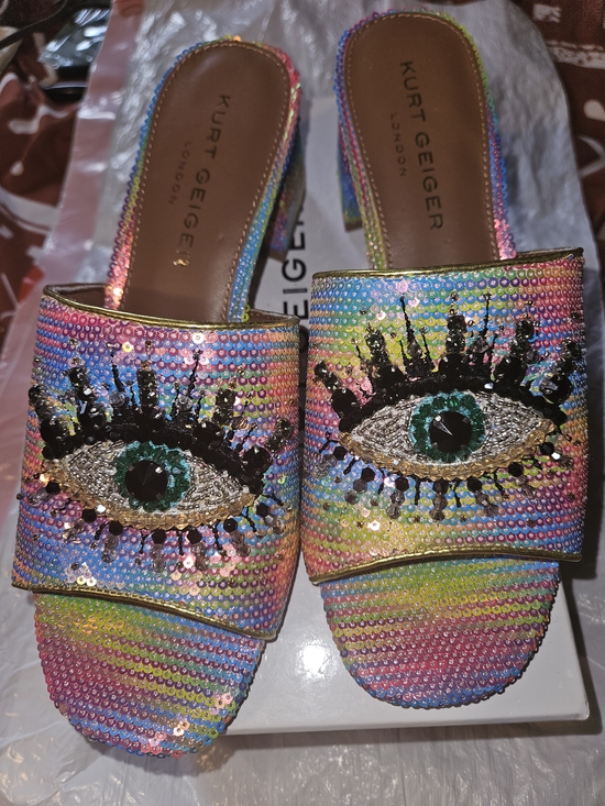 Kurt Geiger Shoes - Kurt Geiger Rainbow Sequin Eye Slide Sandals